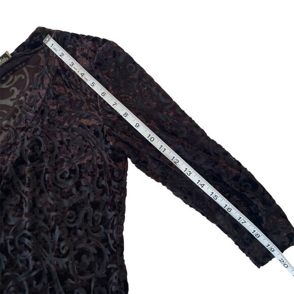 Bebe Moda Burnout Velvet Brown V-Neck Top, Women’s L Whimsygoth Y2K 90s Romantic - Picture 7 of 9
